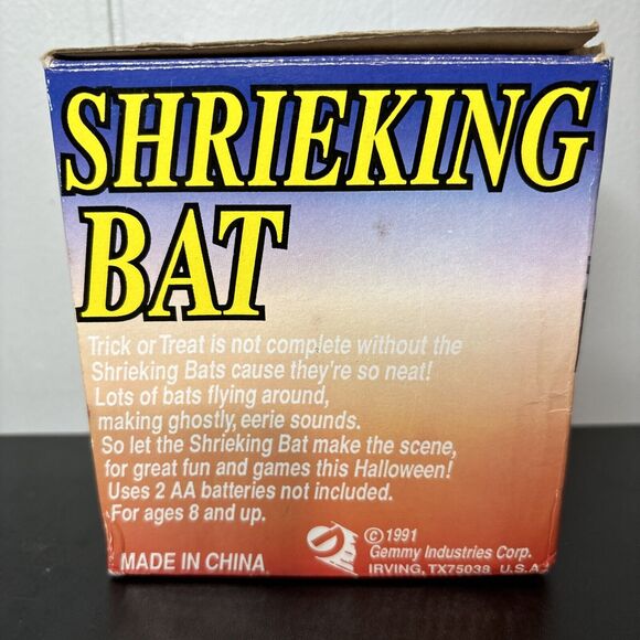 Gemmy 1991 Shrieking Shaking Bat W Box 90's Halloween Prop Works Hangs -NO SOUND - Picture 2 of 14